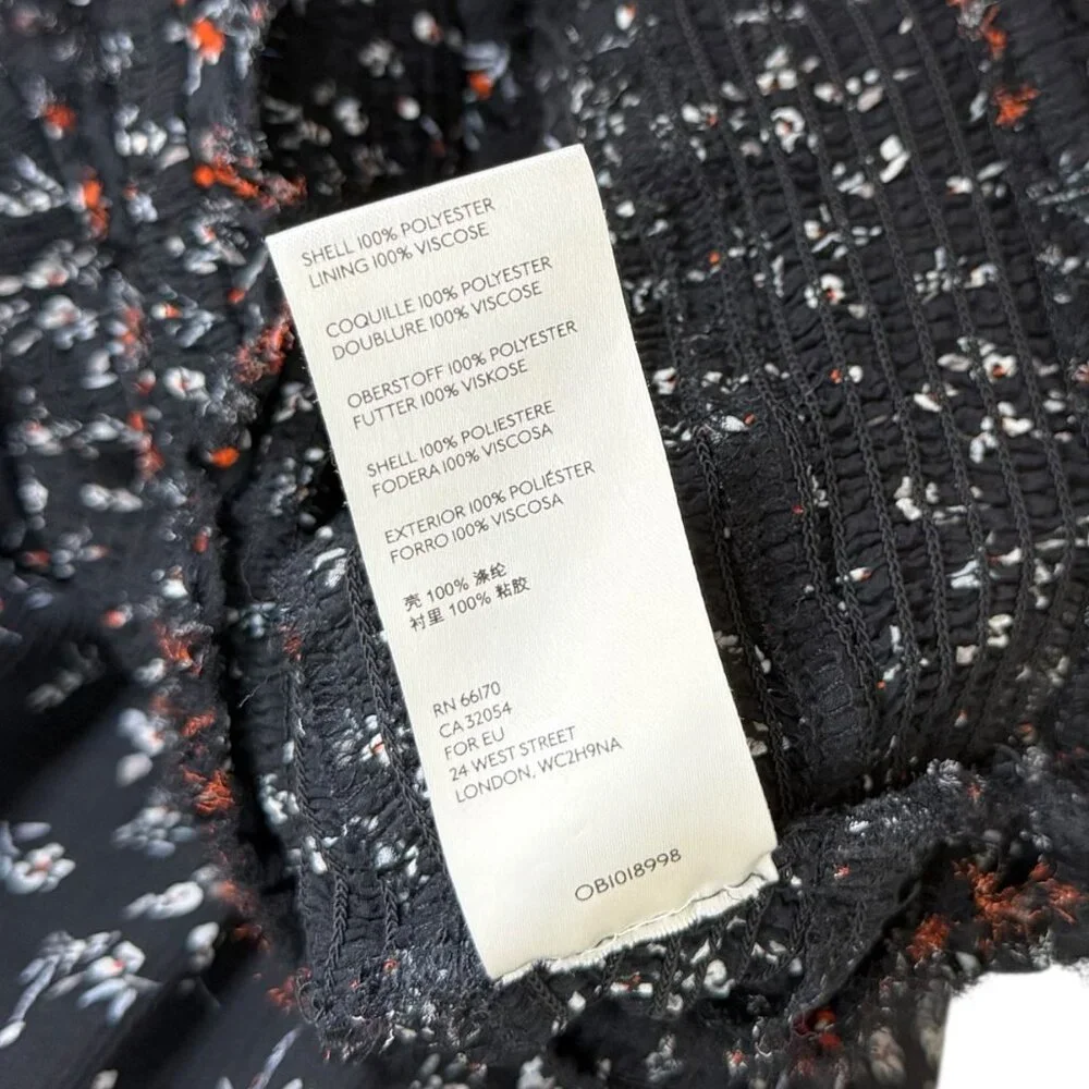 Free People Boho Floral Babydoll‎ Smocked Crop Blouse Black Small Cottagecore